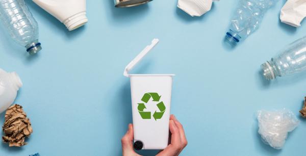 recycling bin and plastics-sustainability